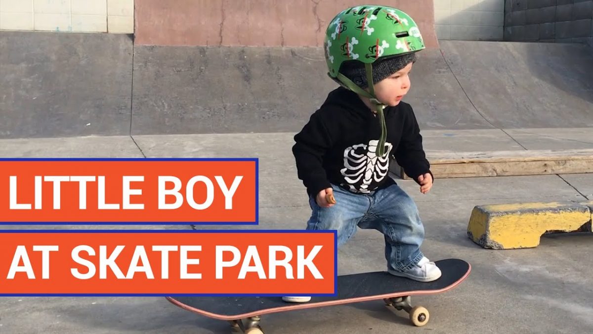 Amazing Little Boy Rides Skateboard