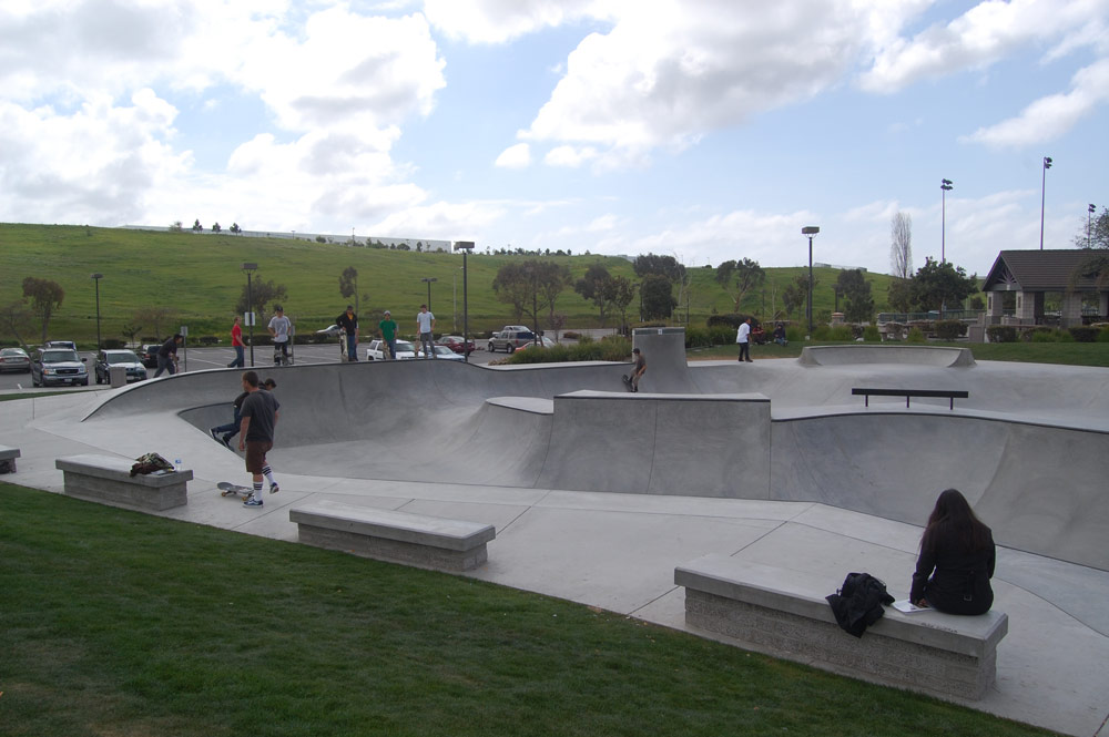 A view of the MLK skatepark Bowls from the east side.